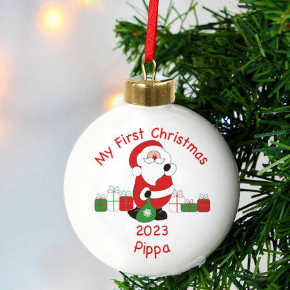 Personalised Santa with Presents Bauble - MK&JD Gifts
