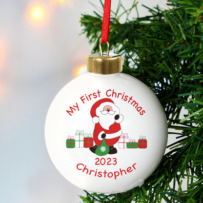 Personalised Santa with Presents Bauble - MK&JD Gifts