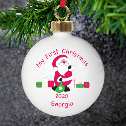 Personalised Santa with Presents Bauble - MK&JD Gifts
