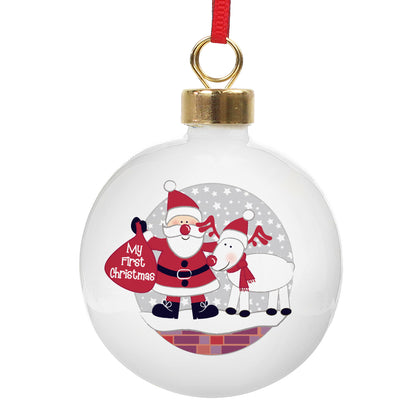 Personalised Rooftop Santa First Christmas Bauble - MK&JD Gifts
