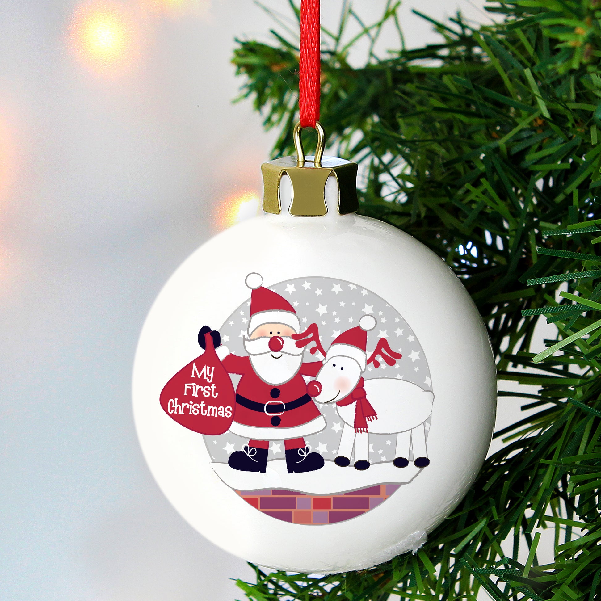 Personalised Rooftop Santa First Christmas Bauble - MK&JD Gifts