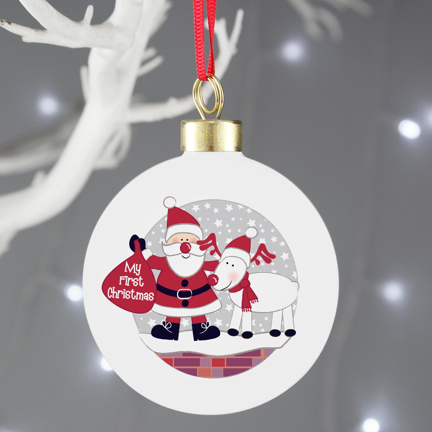 Personalised Rooftop Santa First Christmas Bauble - MK&JD Gifts