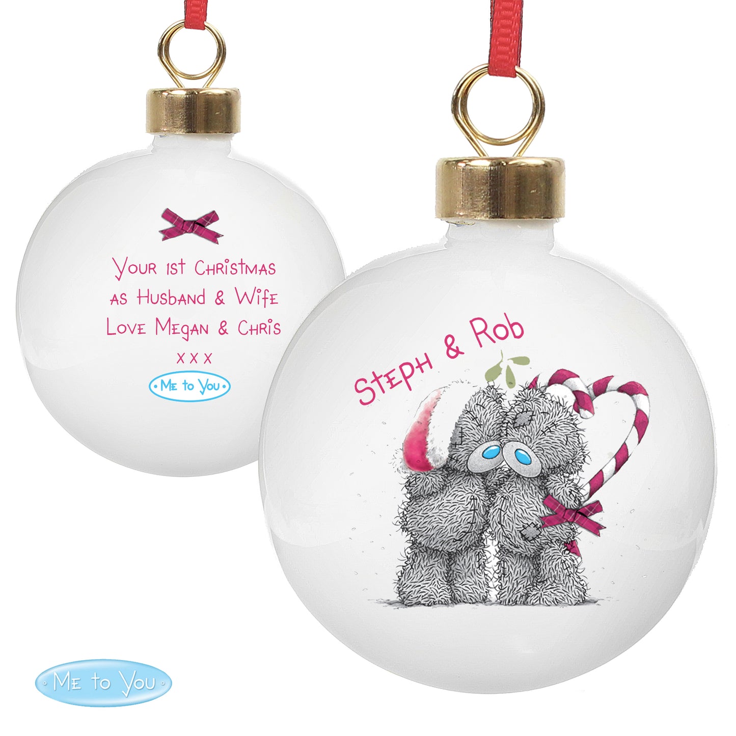 Personalised Me To You Couple Christmas Bauble - MK&JD Gifts