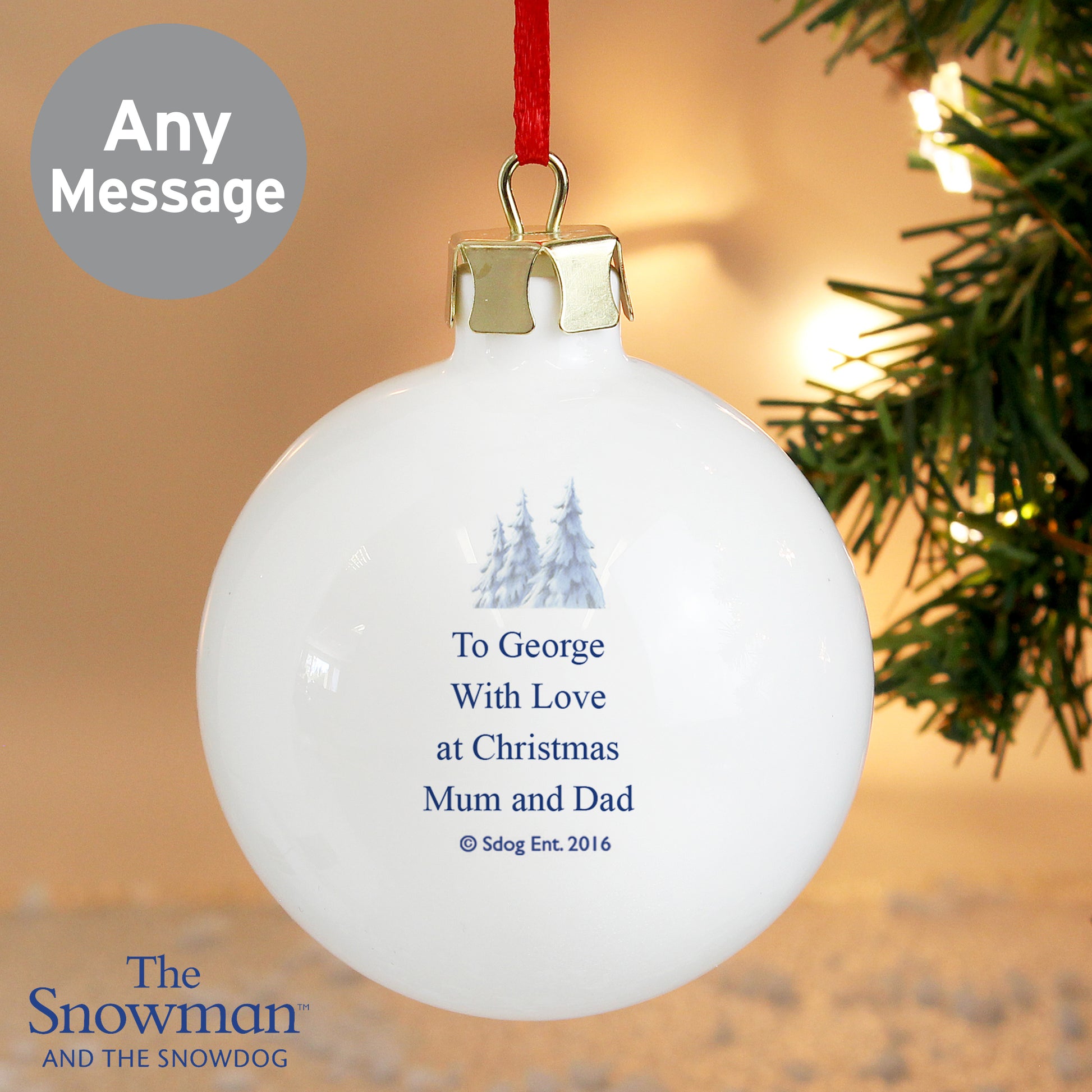 Personalised The Snowman and the Snowdog Bauble - MK&JD Gifts