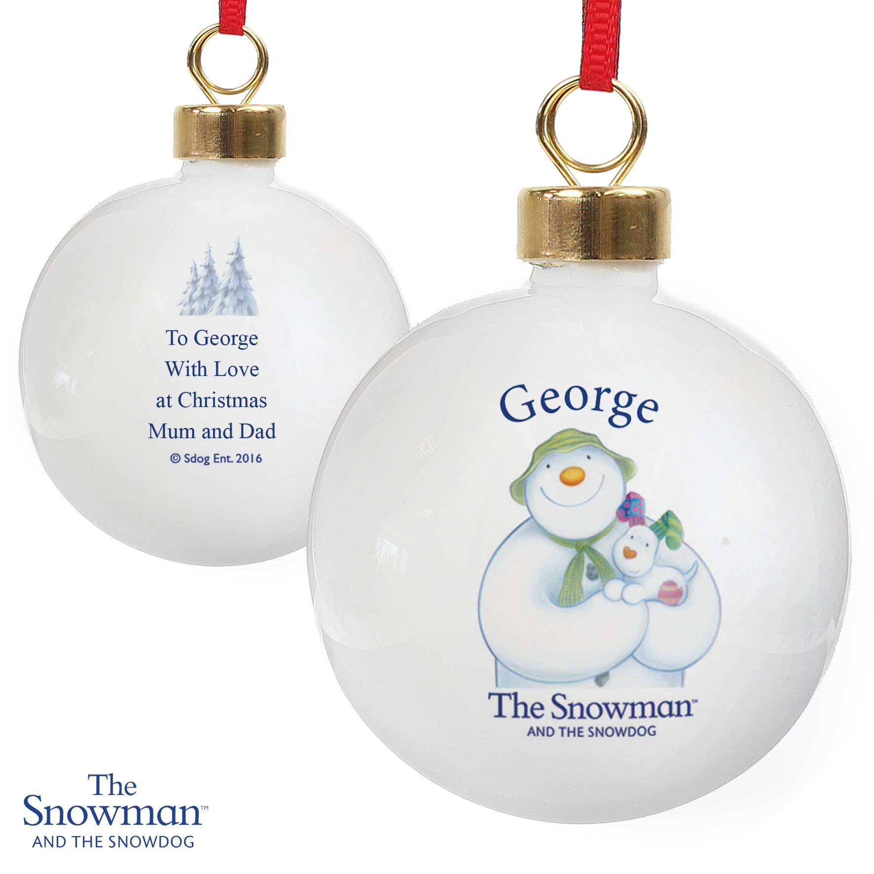 Personalised The Snowman and the Snowdog Bauble - MK&JD Gifts