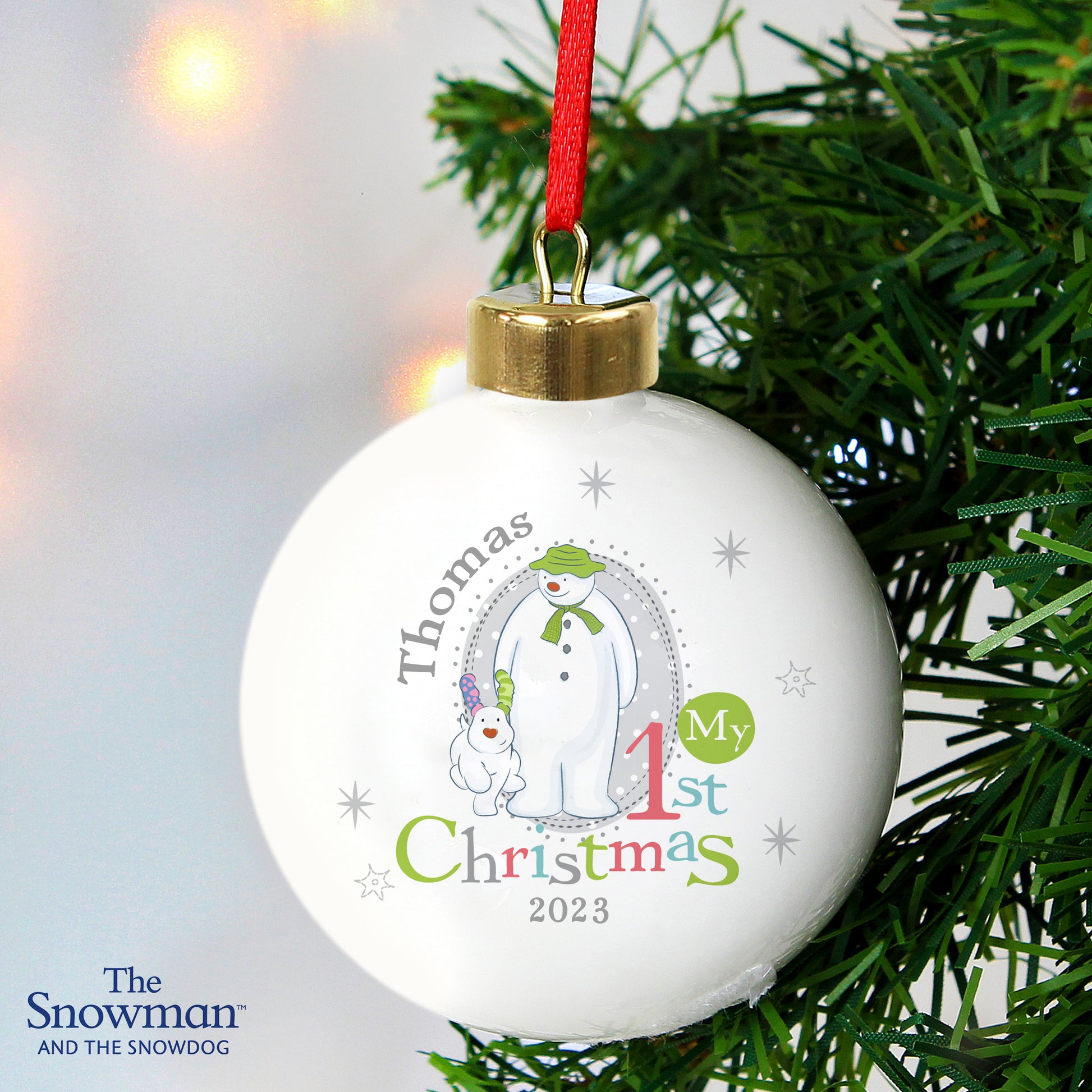 Personalised The Snowman and the Snowdog My 1st Christmas Bauble - MK&JD Gifts