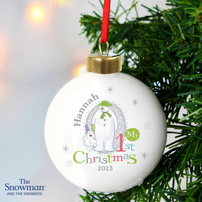 Personalised The Snowman and the Snowdog My 1st Christmas Bauble - MK&JD Gifts