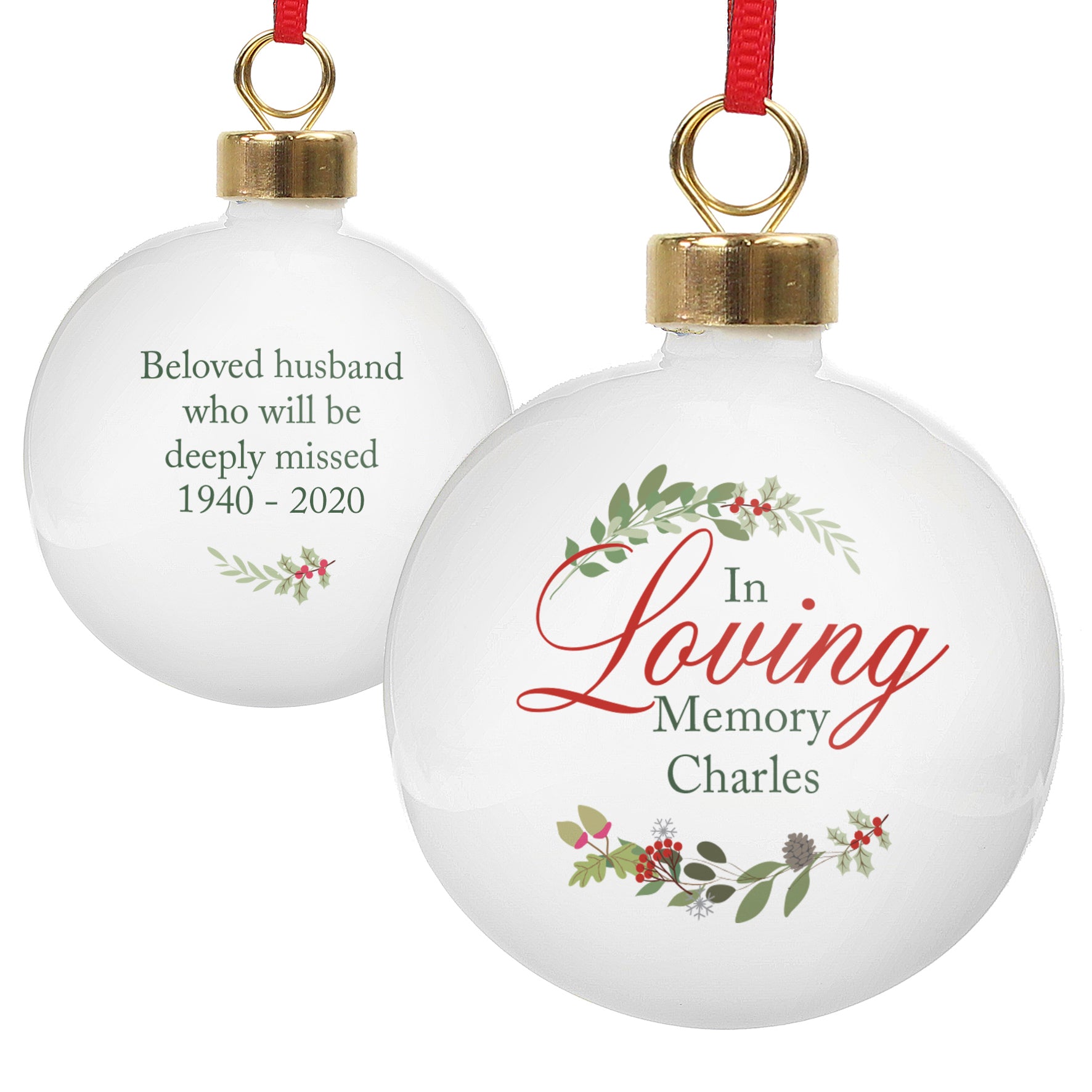 Personalised In Loving Memory Wreath Bauble - MK&JD Gifts