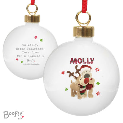 Personalised Boofle Christmas Reindeer Bauble - MK&JD Gifts