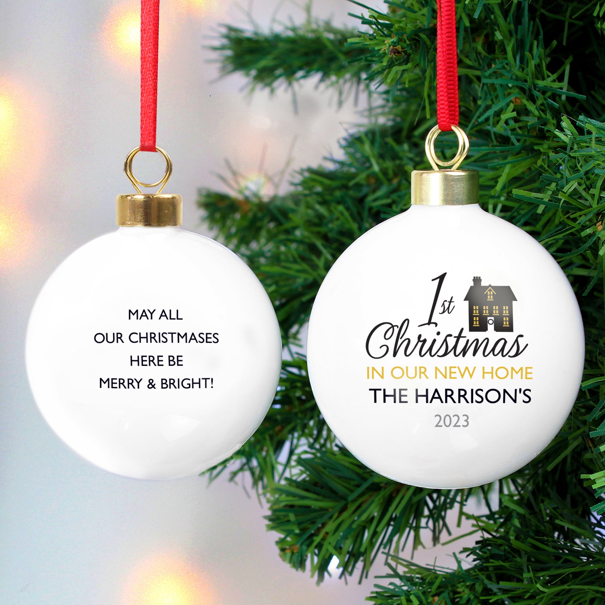 Personalised 1st Christmas in Our New Home Bauble - MK&JD Gifts