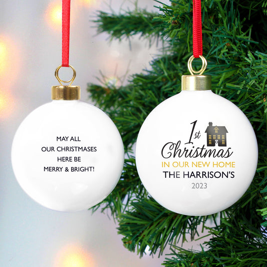 Personalised 1st Christmas in Our New Home Bauble - MK&JD Gifts