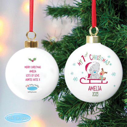 Personalised Tiny Tatty Teddy My 1st Christmas Sleigh Bauble - MK&JD Gifts