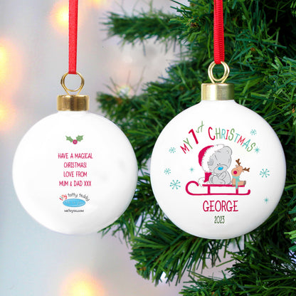 Personalised Tiny Tatty Teddy My 1st Christmas Sleigh Bauble - MK&JD Gifts