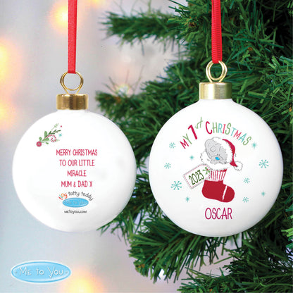 Personalised Tiny Tatty Teddy My 1st Christmas Stocking Bauble - MK&JD Gifts