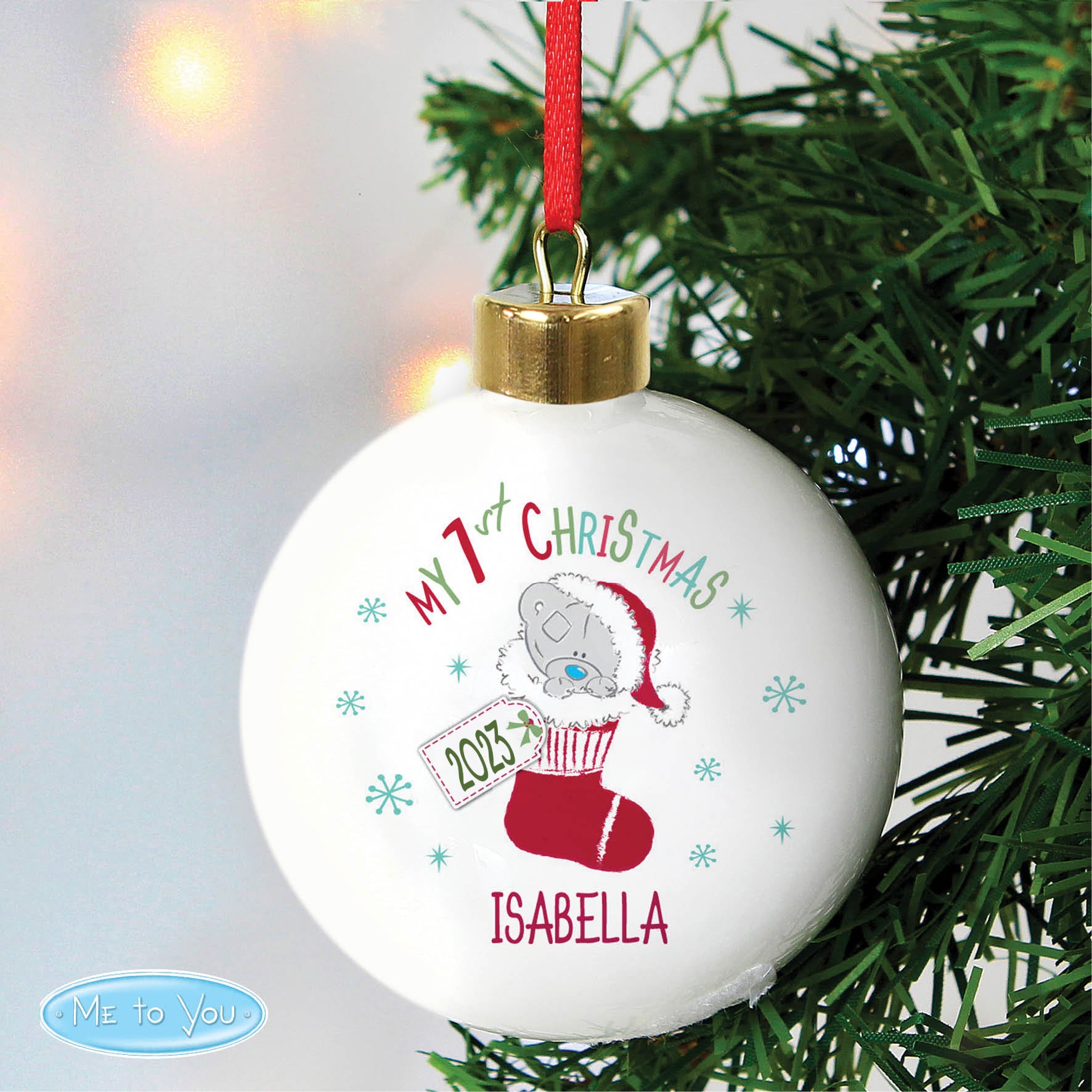Personalised Tiny Tatty Teddy My 1st Christmas Stocking Bauble - MK&JD Gifts