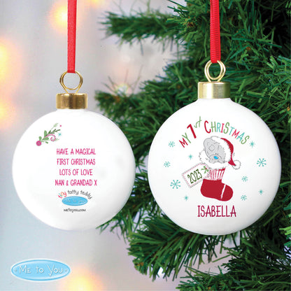 Personalised Tiny Tatty Teddy My 1st Christmas Stocking Bauble - MK&JD Gifts