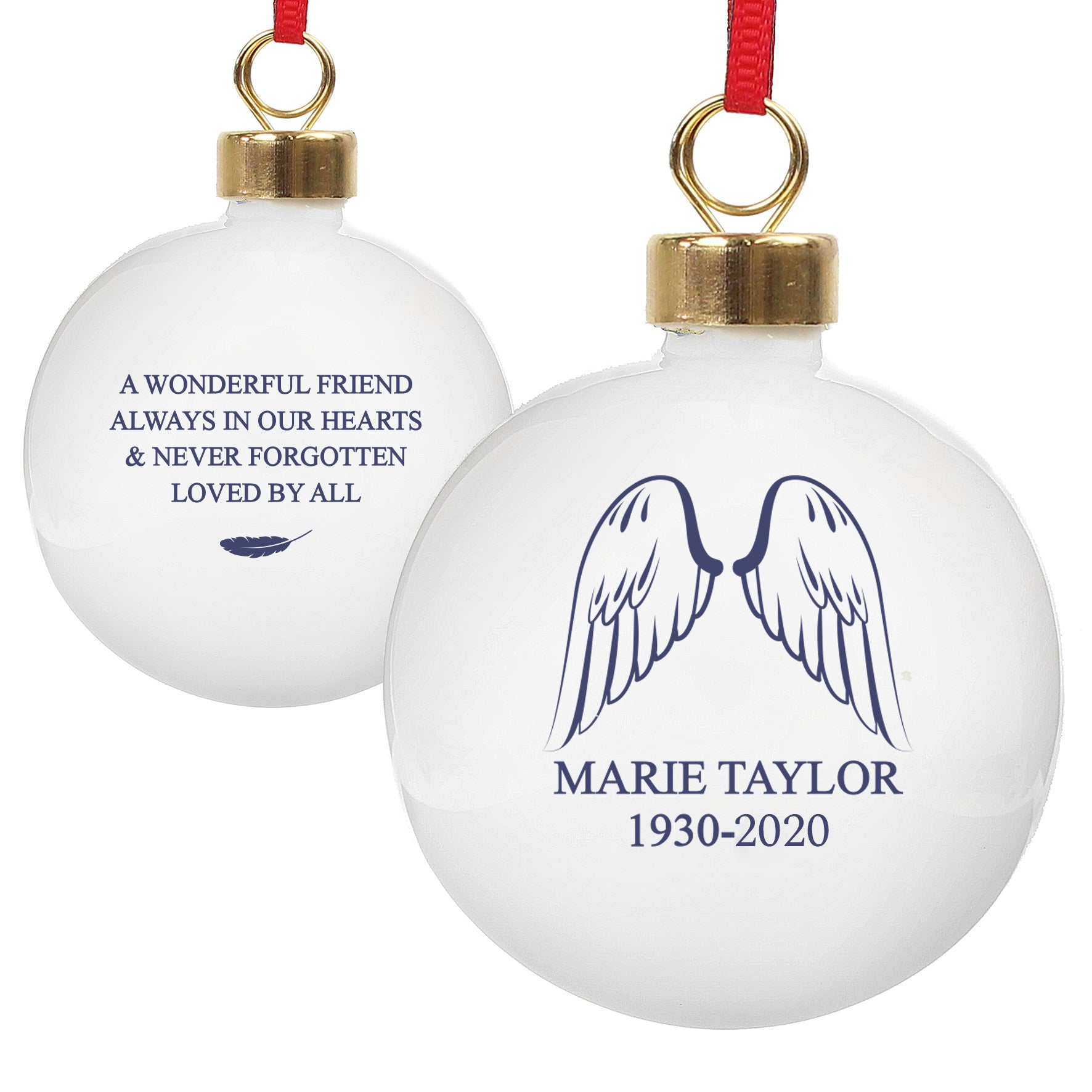 Personalised Angel Wings Bauble - MK&JD Gifts