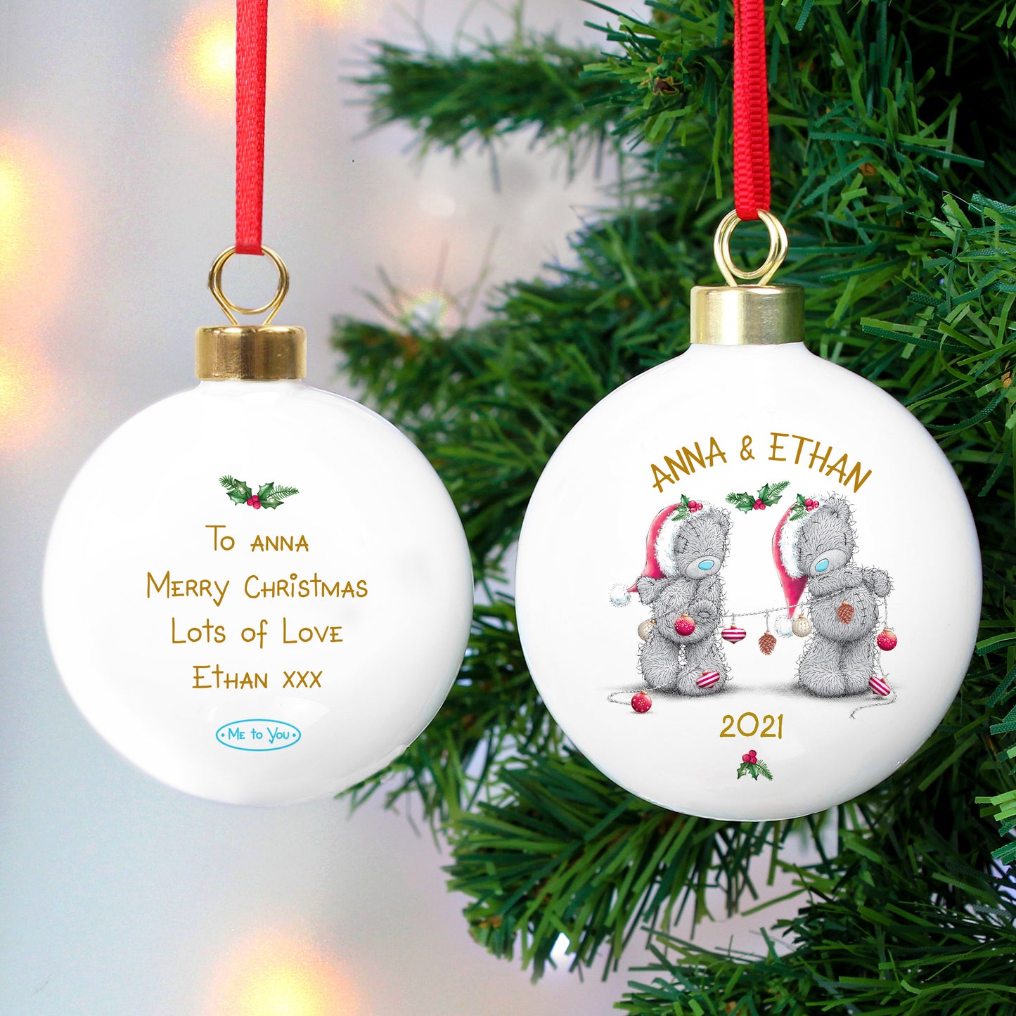 Personalised Me to You Christmas Couple's Bauble - MK&JD Gifts