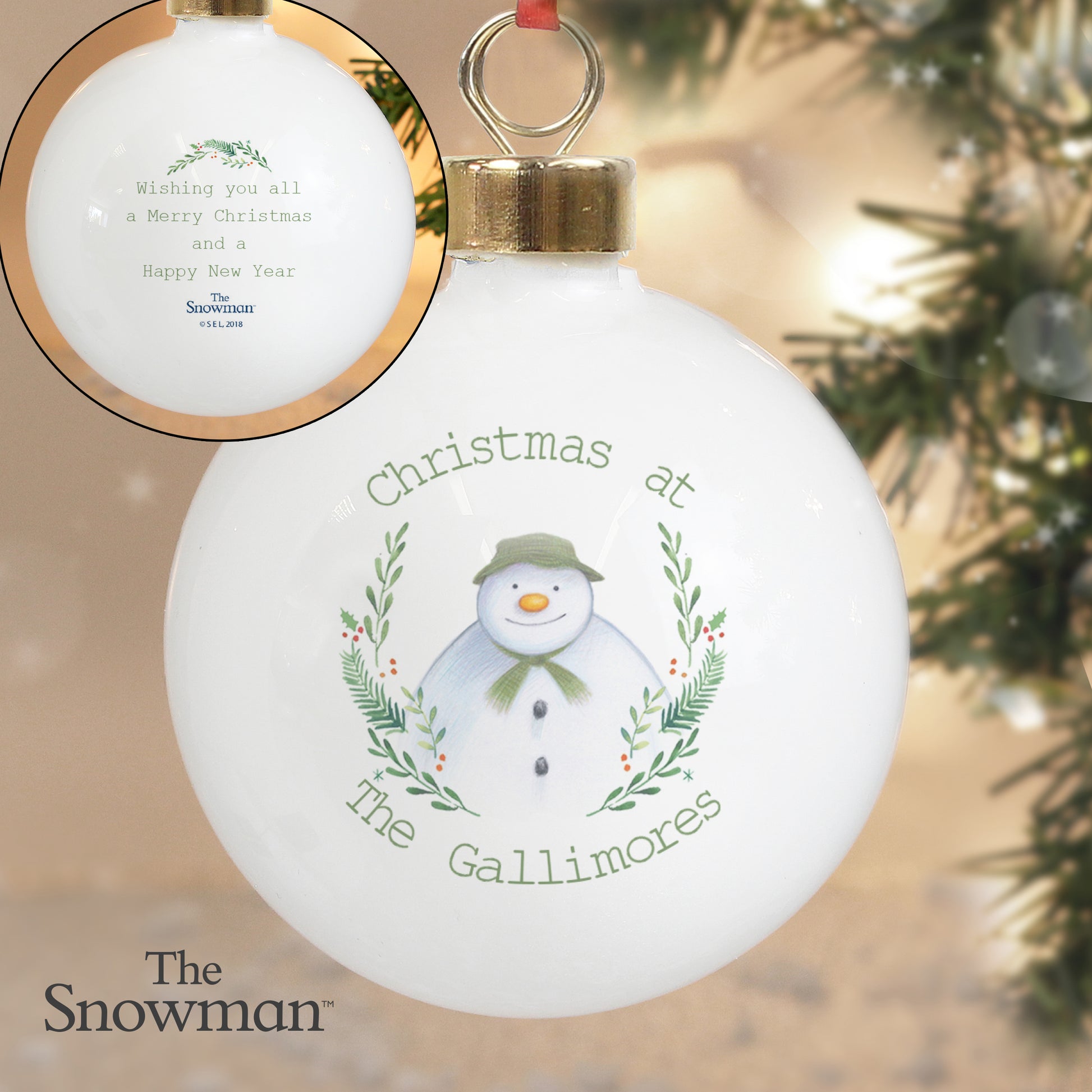 Personalised The Snowman Winter Garden Bauble - MK&JD Gifts