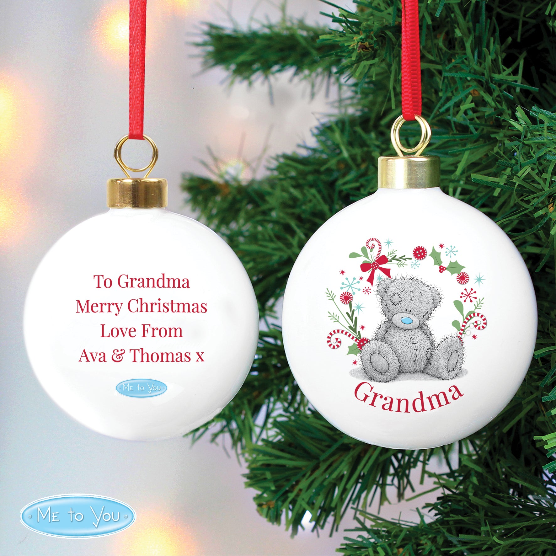 Personalised Me To You For Nan Grandma Mum Christmas Bauble - MK&JD Gifts
