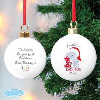 Personalised Tiny Tatty Teddy 'My 1st Christmas' Bauble - MK&JD Gifts