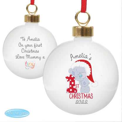 Personalised Tiny Tatty Teddy 'My 1st Christmas' Bauble - MK&JD Gifts