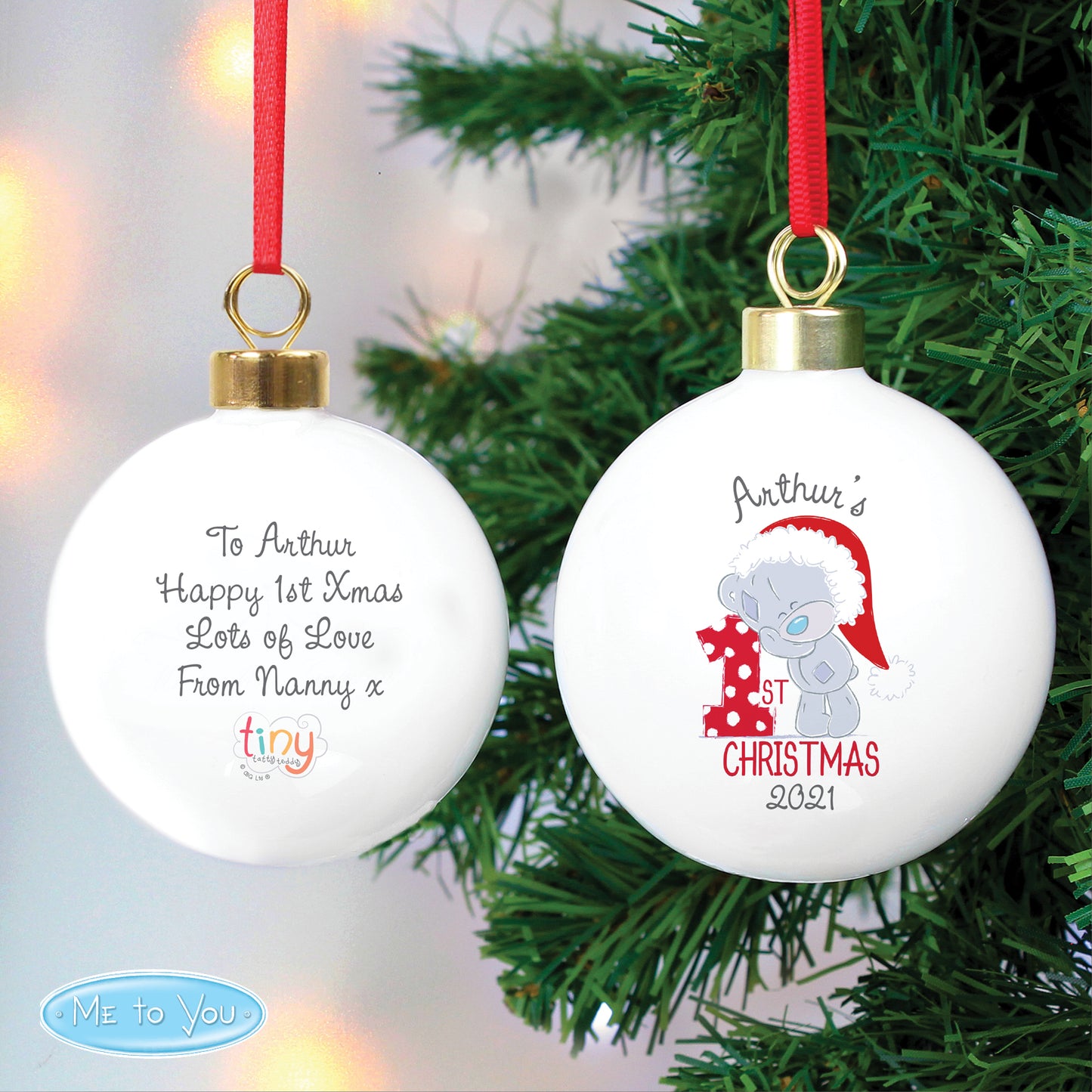 Personalised Tiny Tatty Teddy 'My 1st Christmas' Bauble - MK&JD Gifts