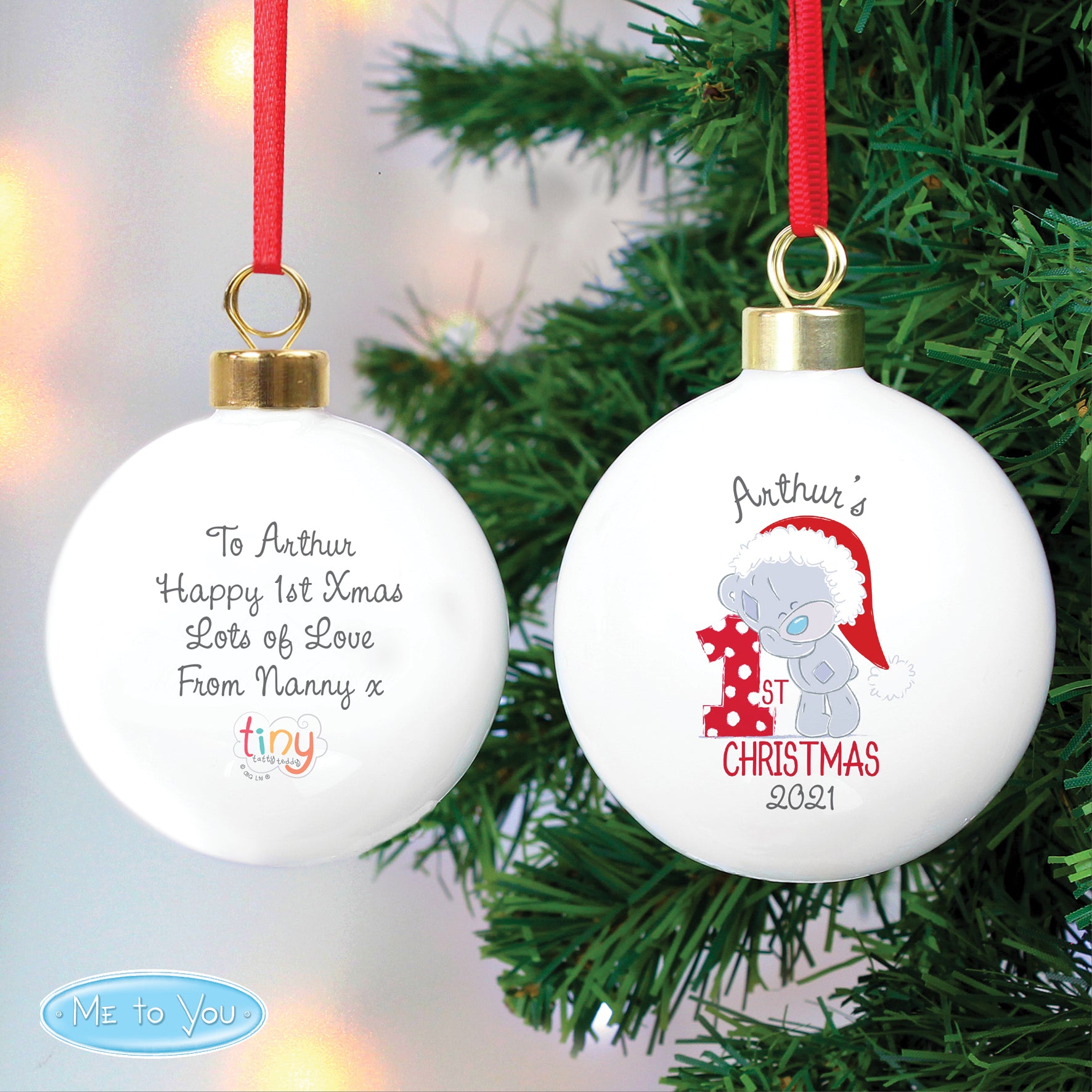 Personalised Tiny Tatty Teddy 'My 1st Christmas' Bauble - MK&JD Gifts
