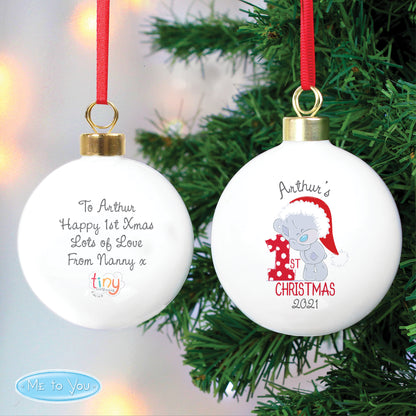 Personalised Tiny Tatty Teddy 'My 1st Christmas' Bauble - MK&JD Gifts