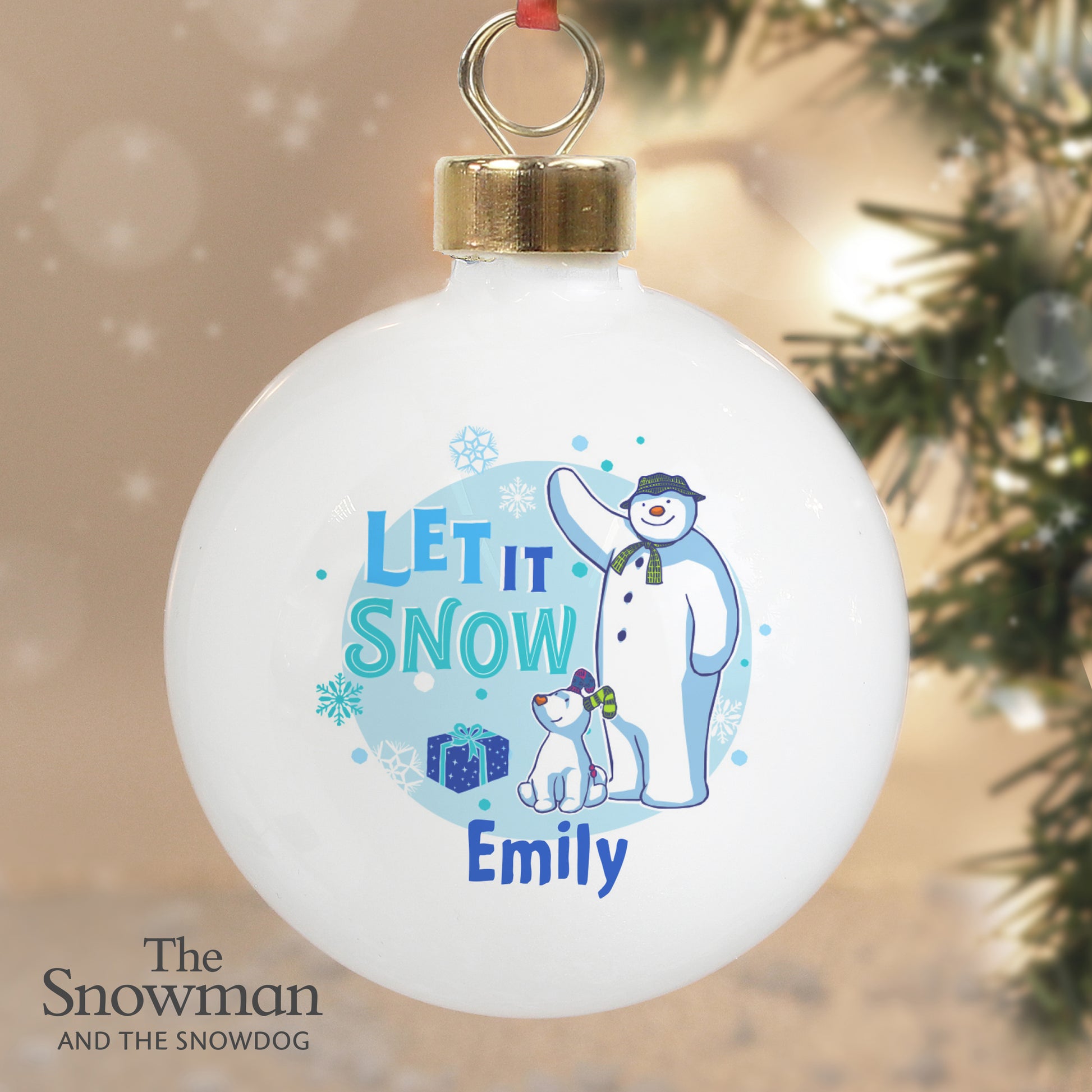 Personalised The Snowman and the Snowdog Blue Bauble - MK&JD Gifts