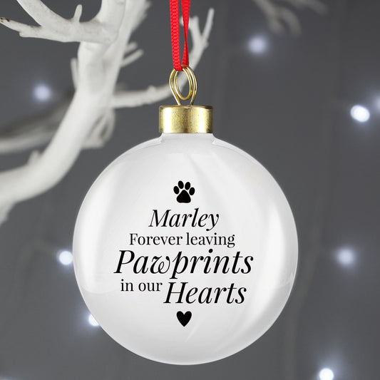 Personalised Pawprints Memorial Bauble - MK&JD Gifts