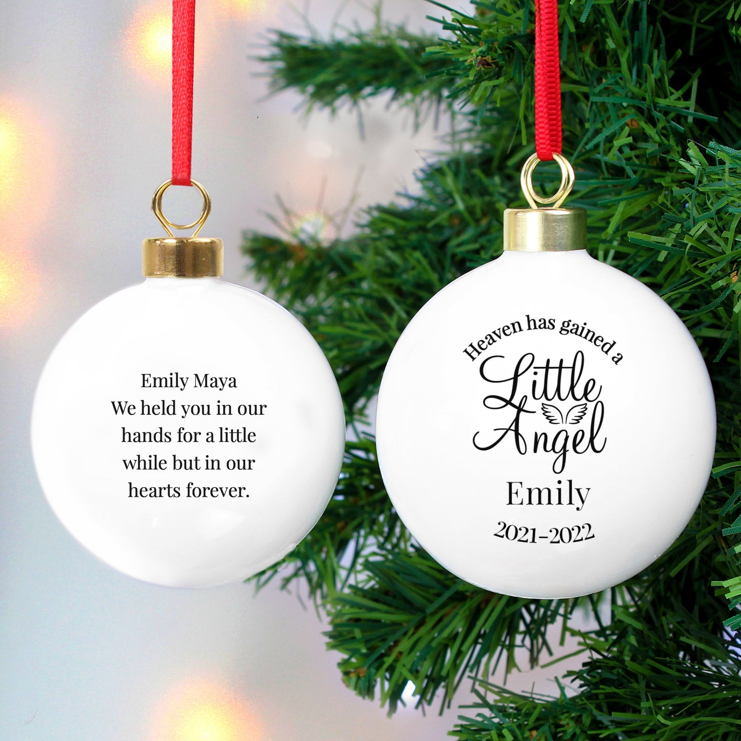 Personalised Little Angel Memorial Bauble