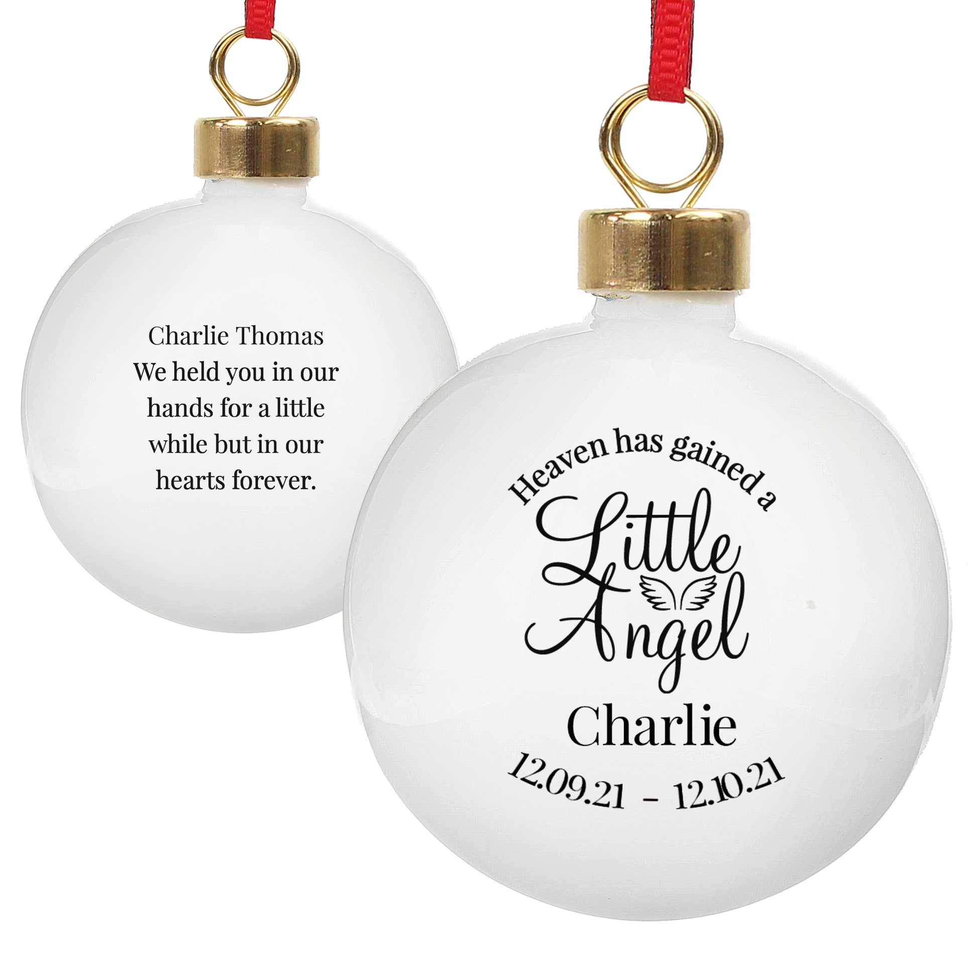 Personalised Little Angel Memorial Bauble - MK&JD Gifts