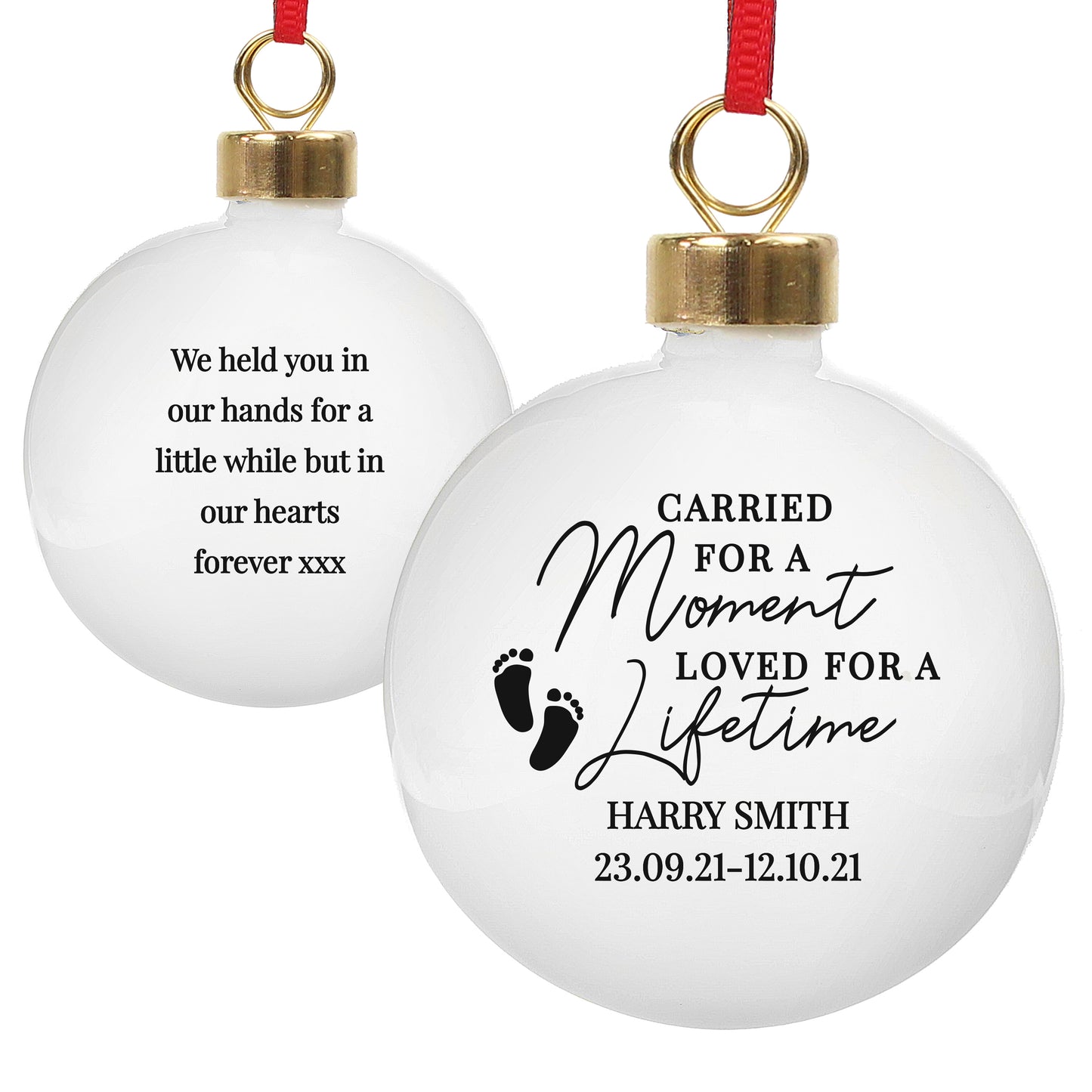 Personalised Carried For A Moment Bauble - MK&JD Gifts