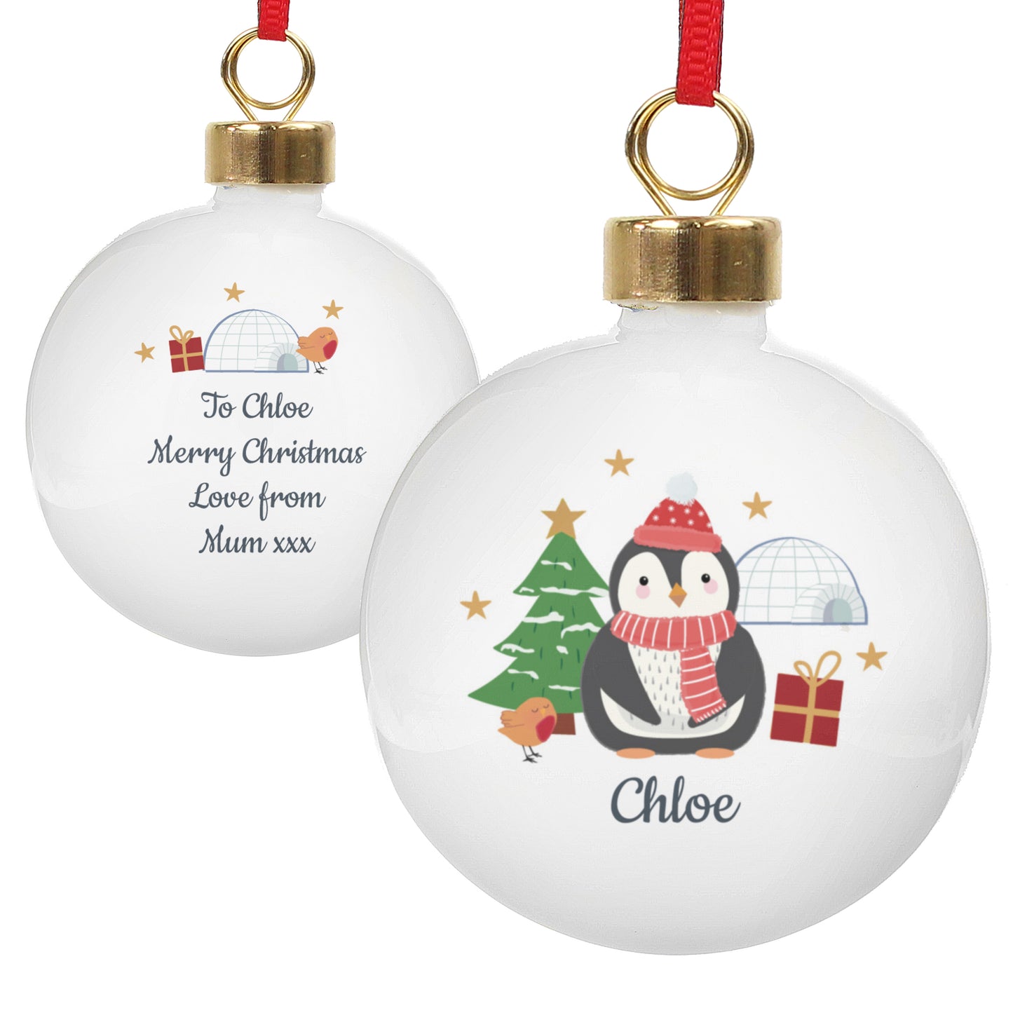 Personalised Christmas Penguin Bauble - MK&JD Gifts