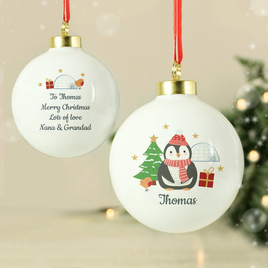Personalised Christmas Penguin Bauble - MK&JD Gifts