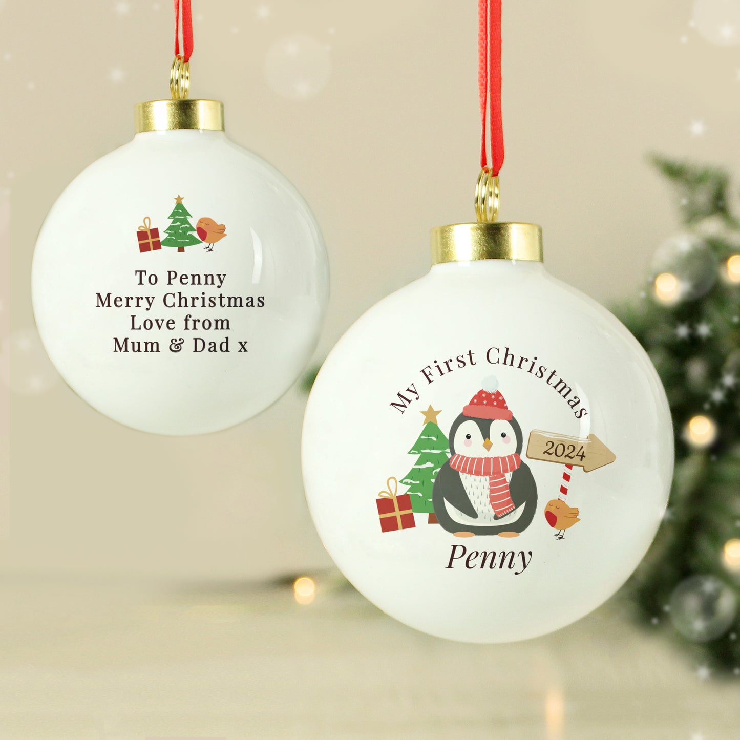 Personalised My 1st Christmas Penguin Bauble - MK&JD Gifts