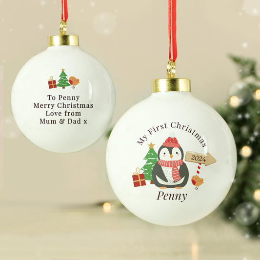 Personalised My 1st Christmas Penguin Bauble - MK&JD Gifts
