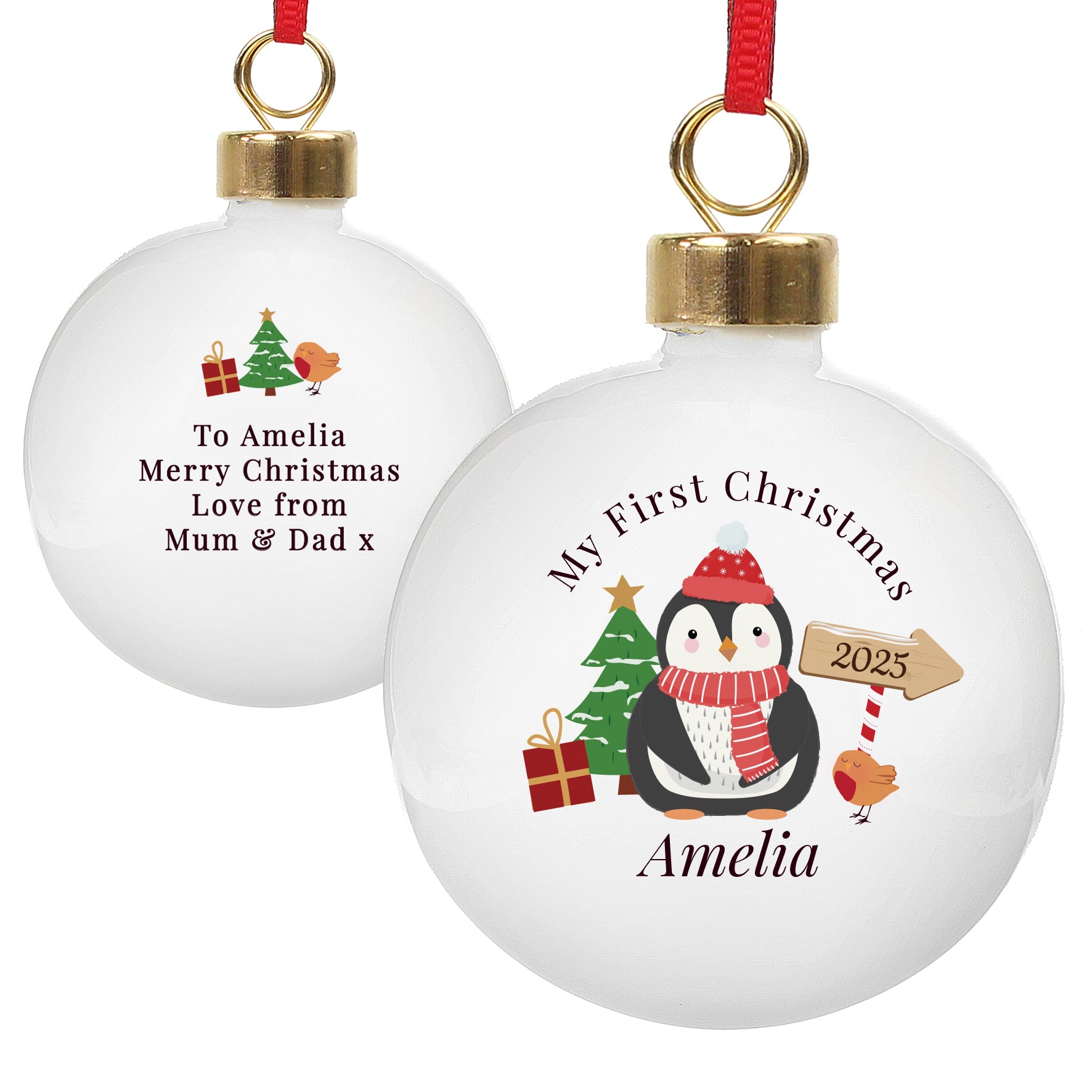 Personalised My 1st Christmas Penguin Bauble - MK&JD Gifts