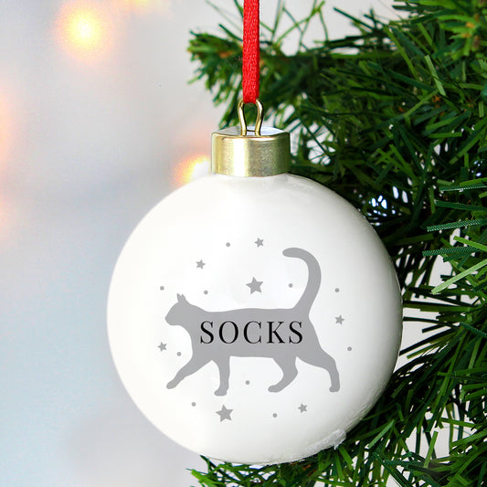 Personalised Cat Silhouette Bauble - MK&JD Gifts