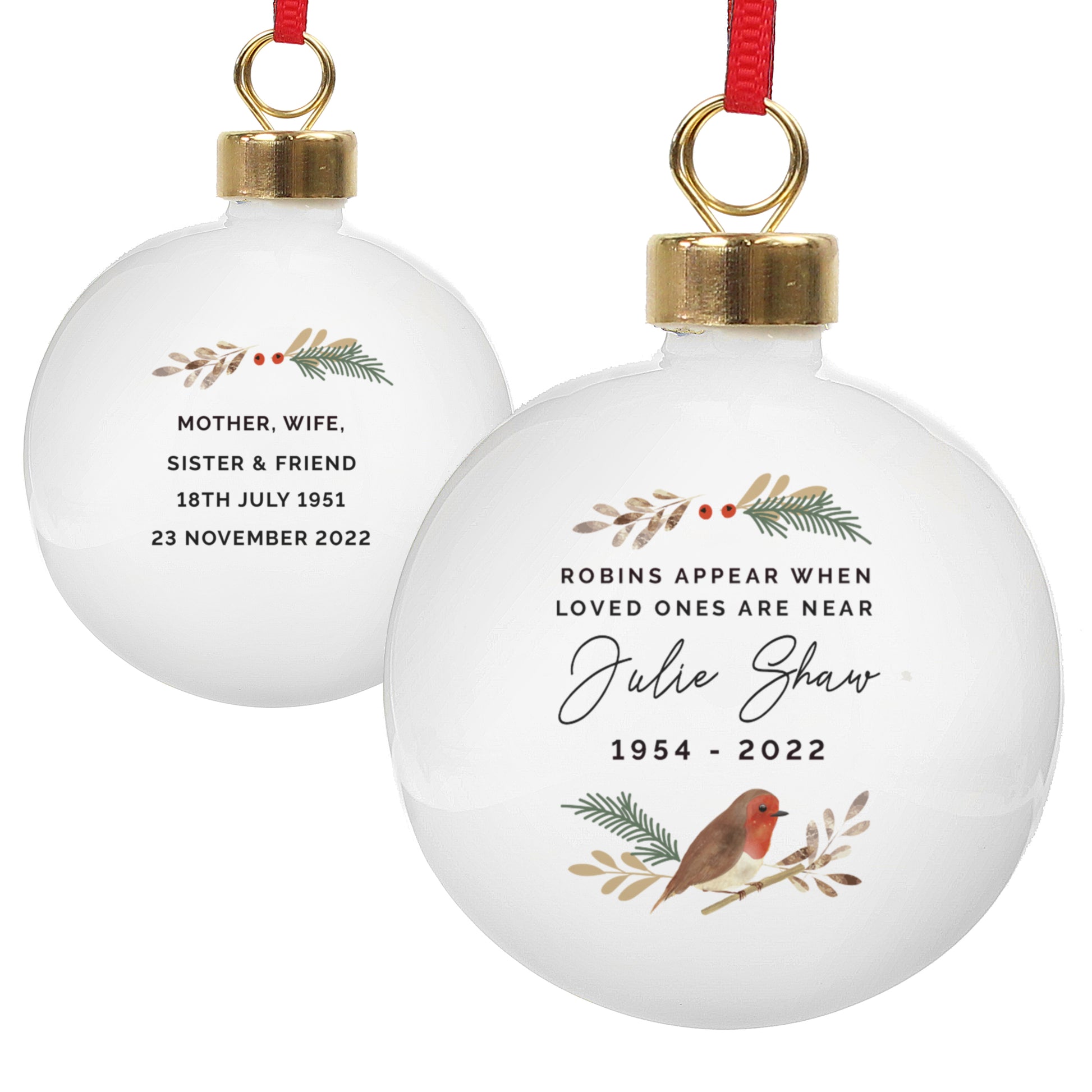 Personalised Robin Bauble - MK&JD Gifts
