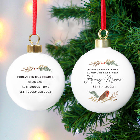 Personalised Robin Bauble - MK&JD Gifts