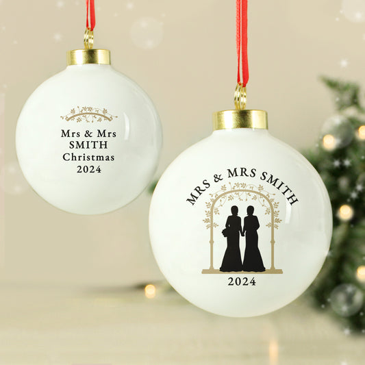 Personalised Mrs & Mrs Bauble - MK&JD Gifts