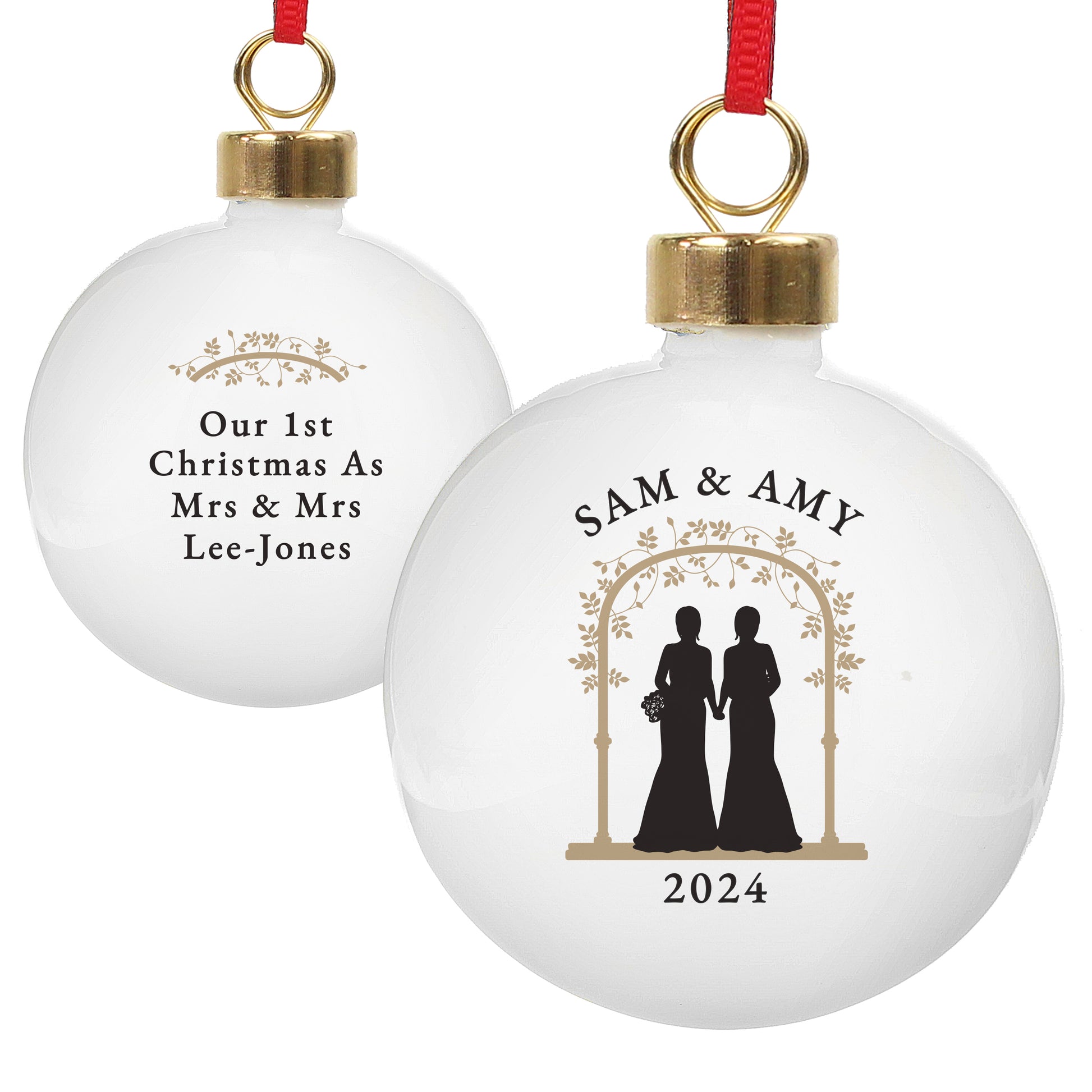 Personalised Mrs & Mrs Bauble - MK&JD Gifts