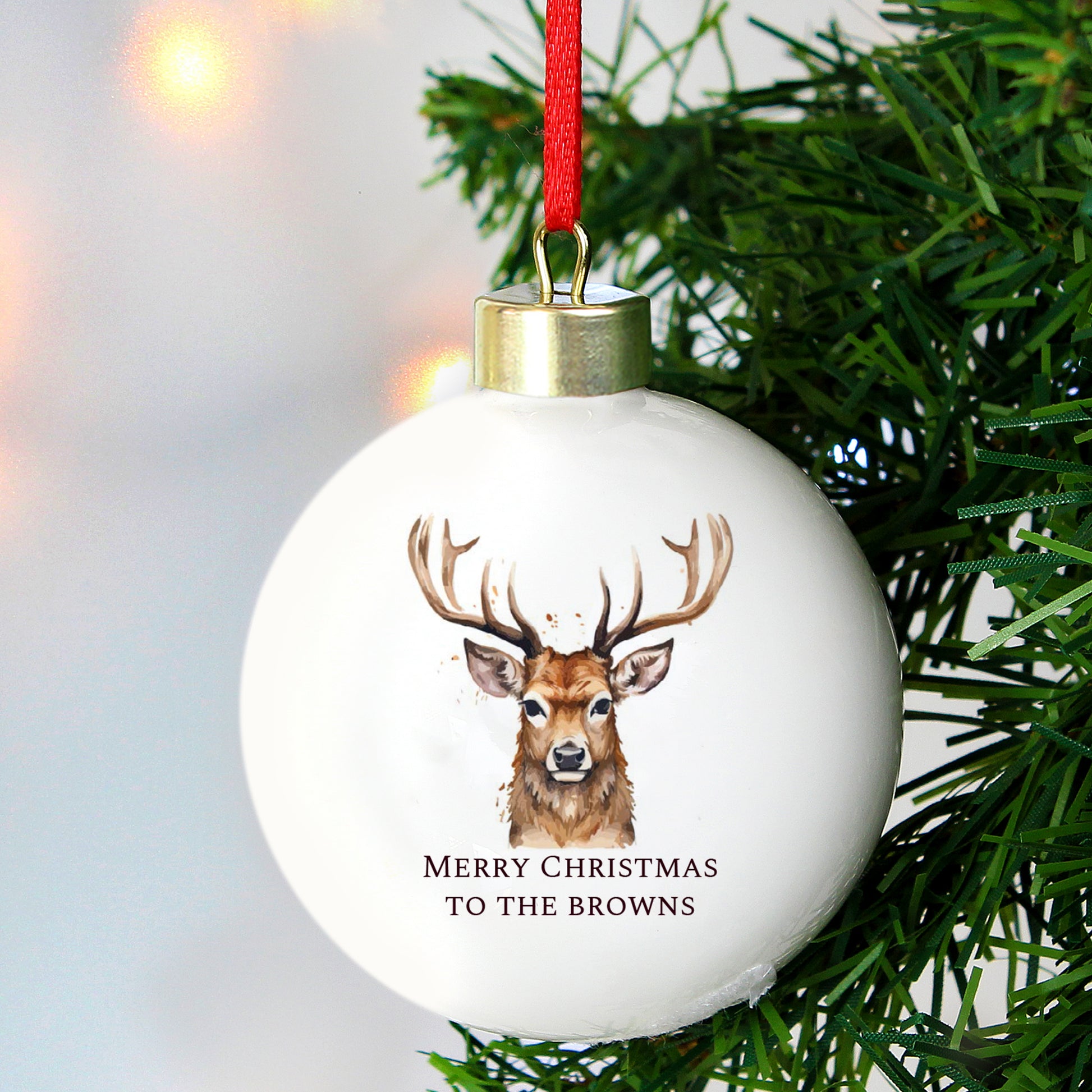 Personalised Watercolour Stag Bauble - MK&JD Gifts