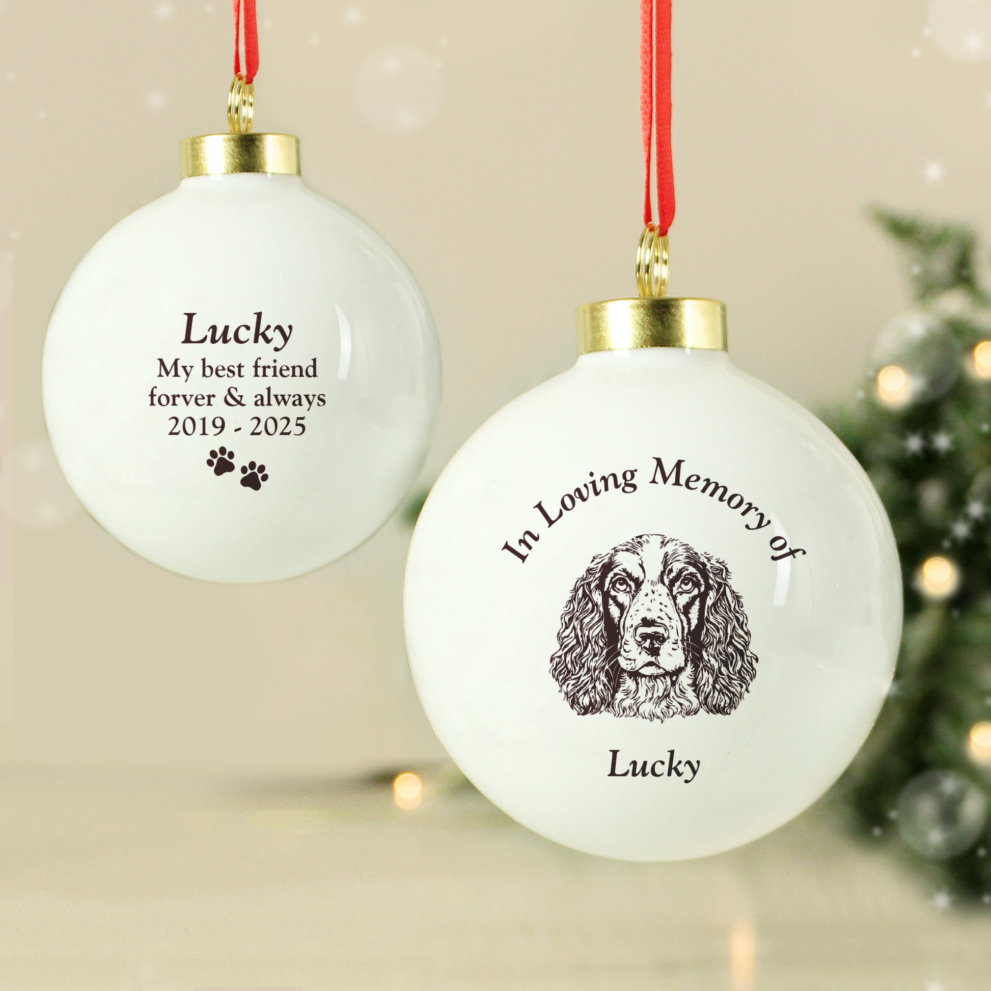 Personalised Memorial Dog Breed Bauble - MK&JD Gifts