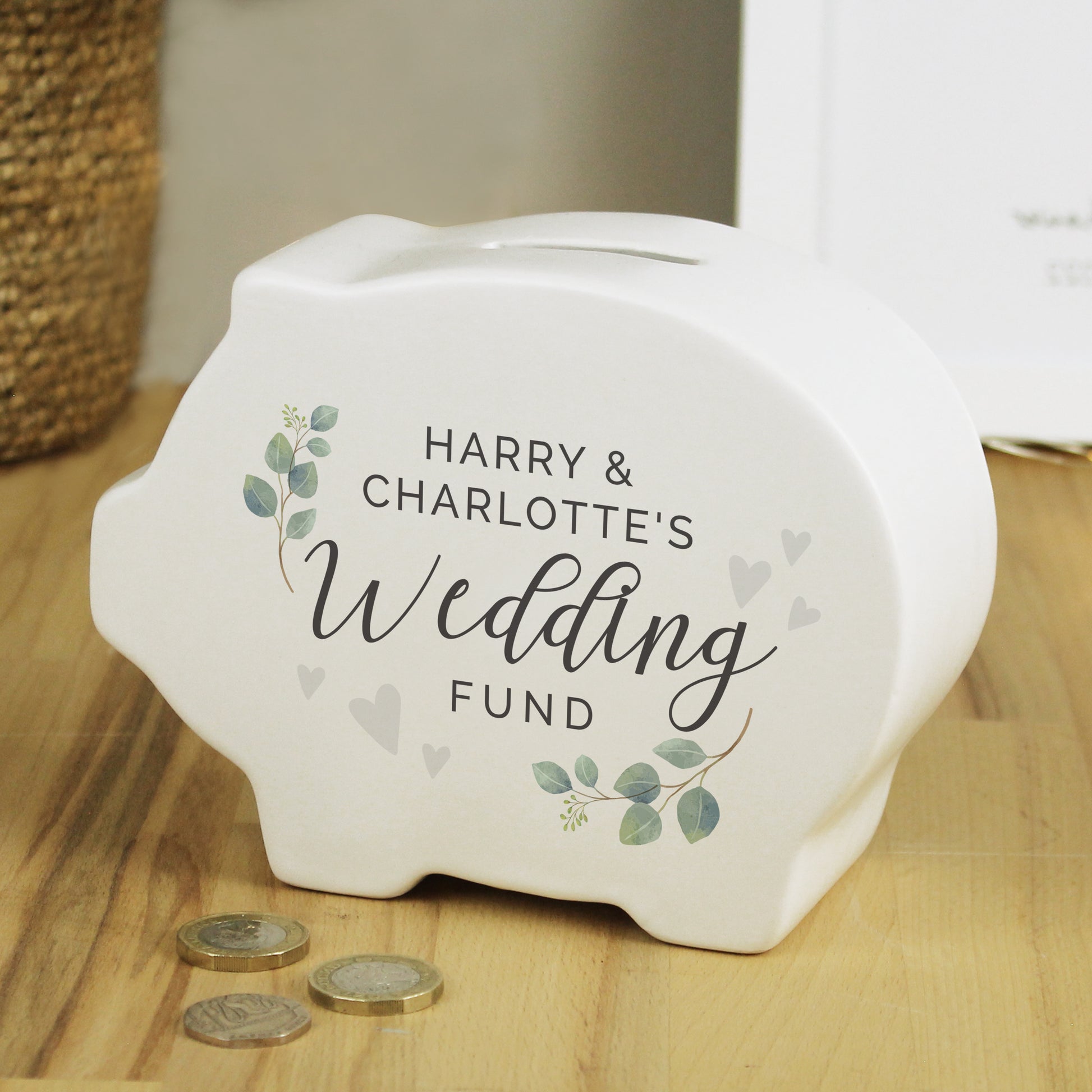 Personalised Wedding Piggy Bank - MK&JD Gifts