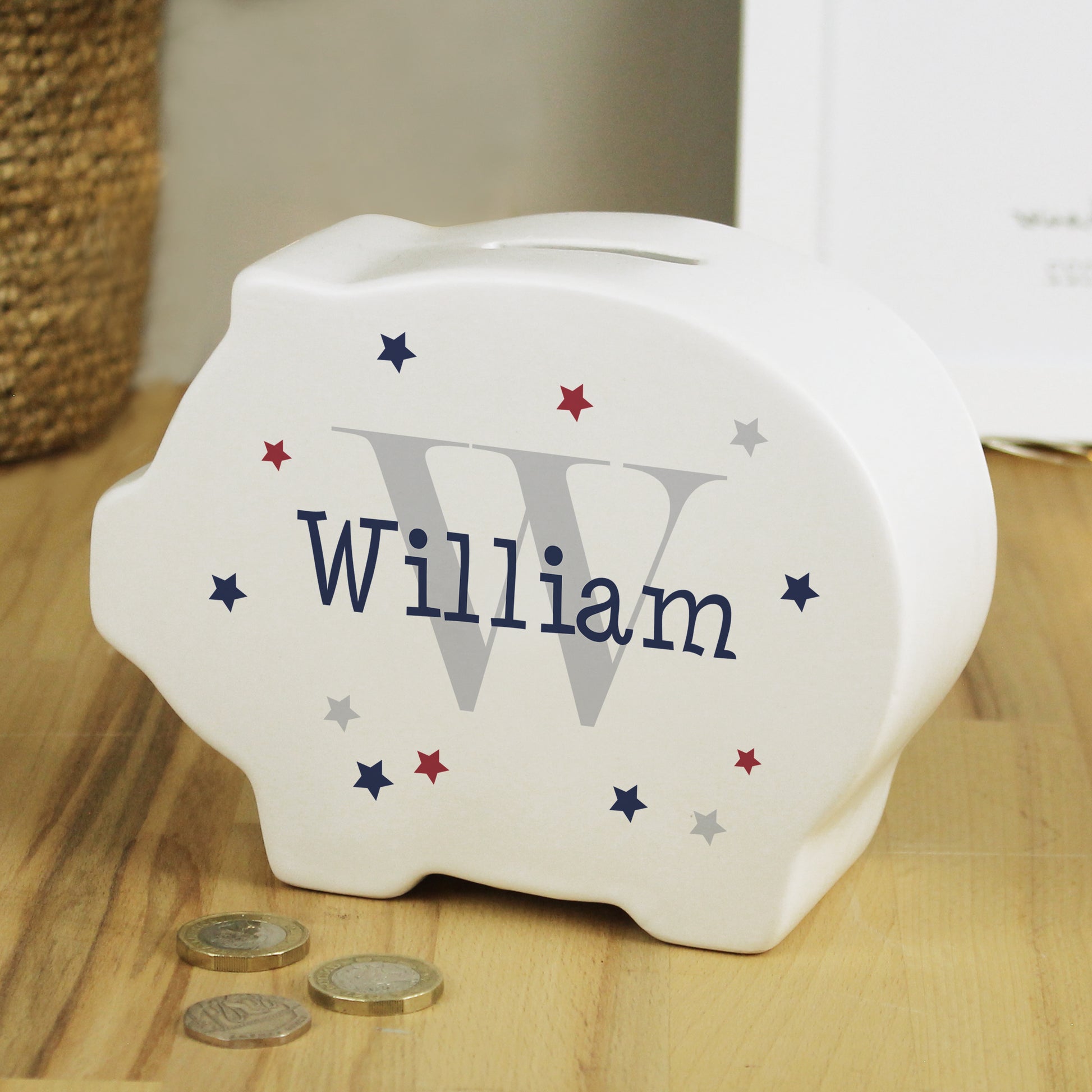 Personalised Name & Initial Piggy Bank - MK&JD Gifts