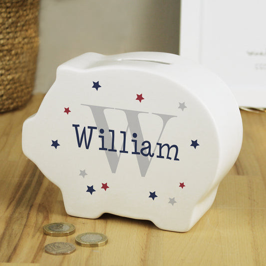 Personalised Name & Initial Piggy Bank - MK&JD Gifts