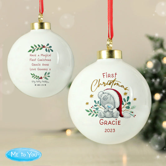 Personalised First Christmas Tiny Tatty Teddy Bauble - MK&JD Gifts